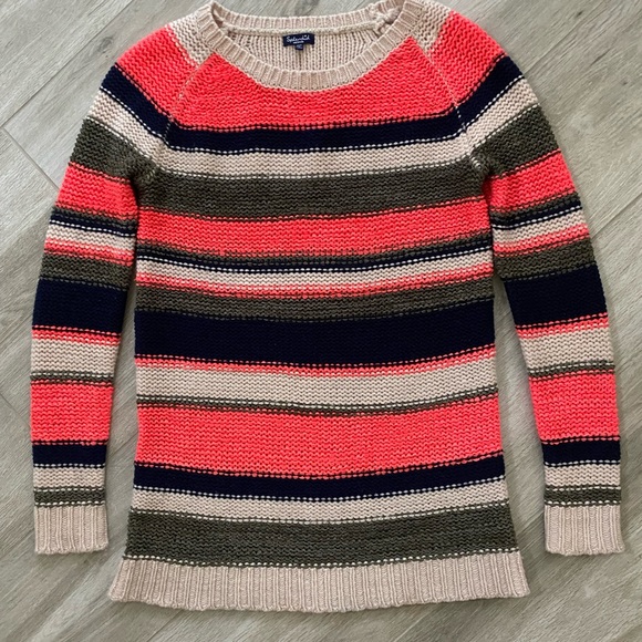 Splendid Colorful Multi-Striped Knit Crew Neck Long Sleeve Sweater Medium - Picture 2 of 10